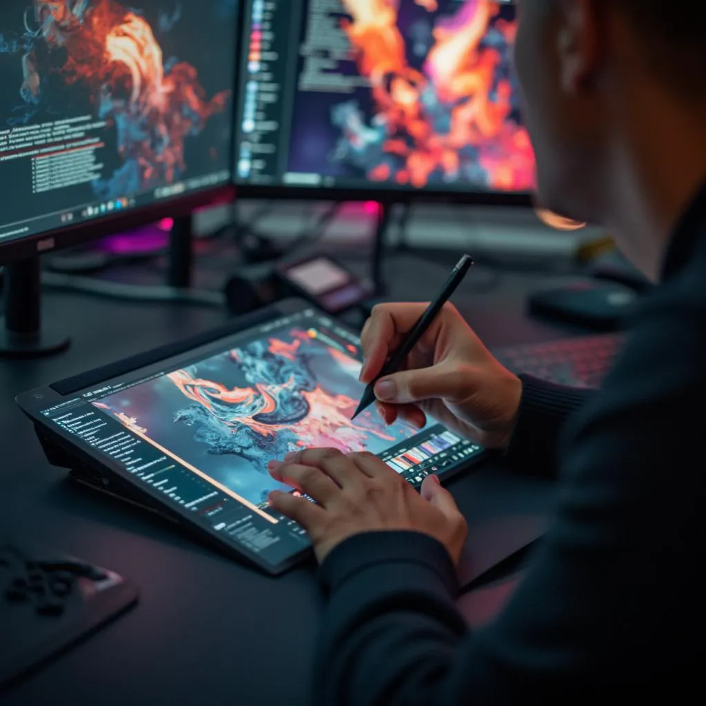 Diseñador trabajando en motion graphics
