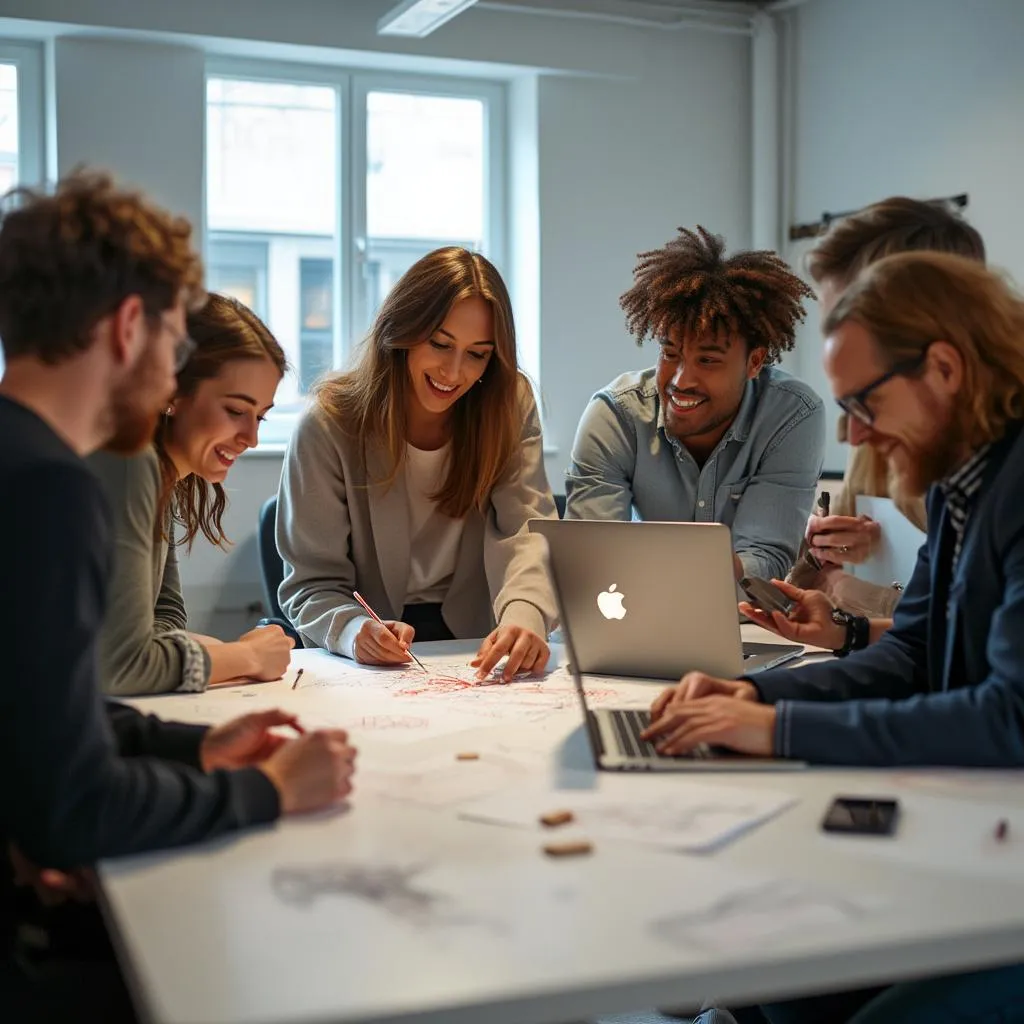 Equipo de Cedary colaborando en una sesión de brainstorming