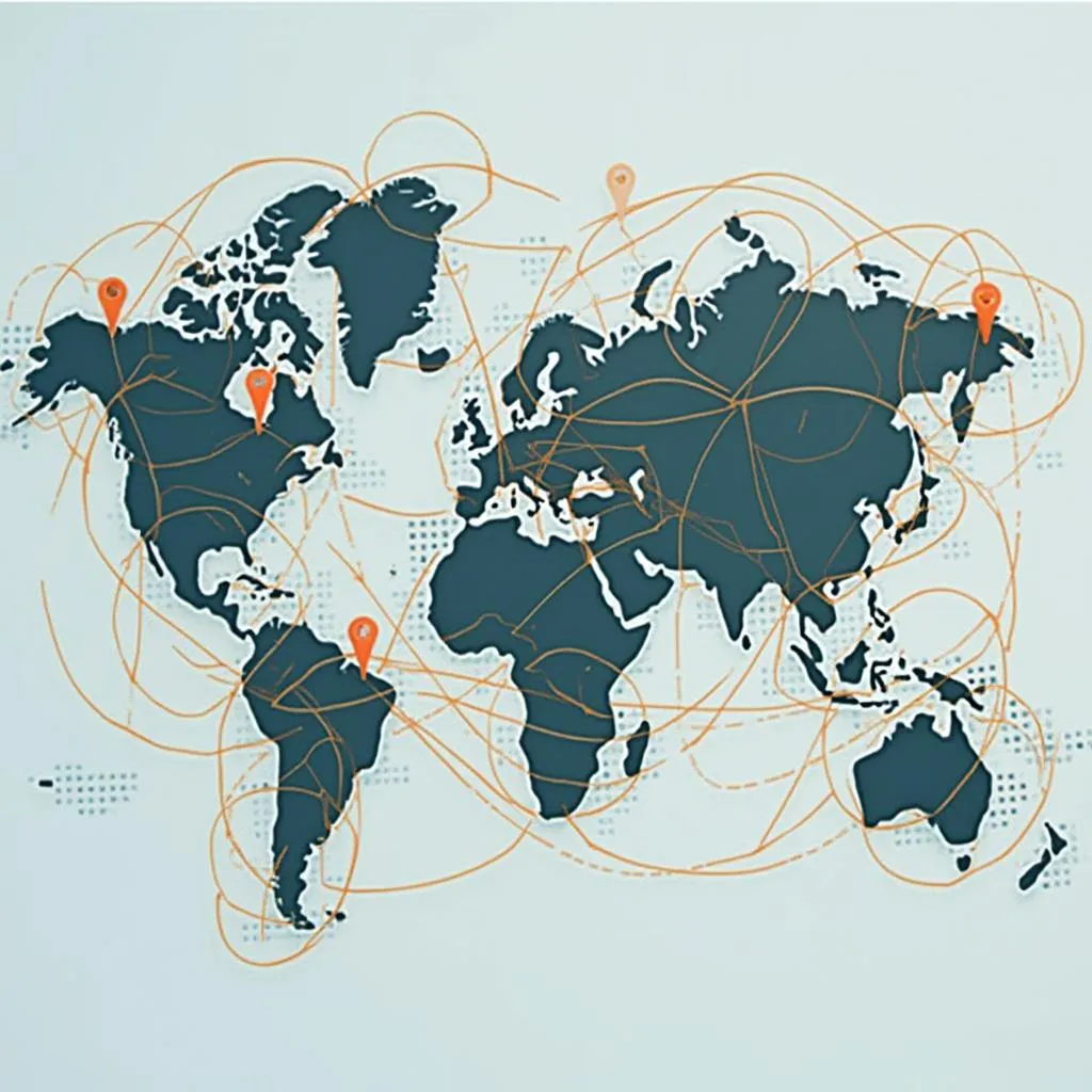 Mapa del mundo con conexiones de marca
